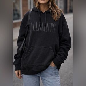 All Saints Cotton Black Monochrome Hoodie - Size S
